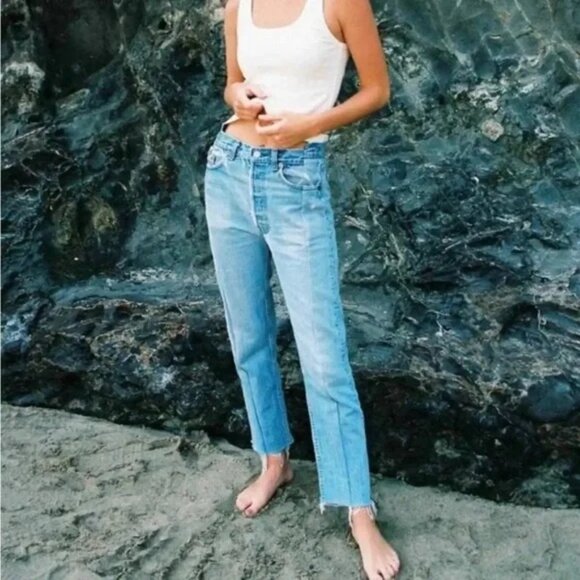 EB Denim x Levi's Upcycled OG Reinvented Straight Leg High Rise Jeans - Picture 3 of 8